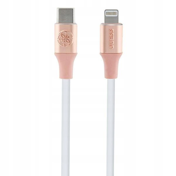 Kabel USB-C - Lightning GUESS Ebossed Logo 1.5m Różowy