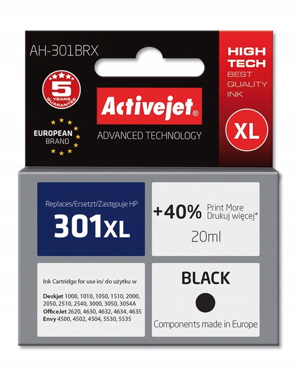 Tusz ACTIVEJET do HP 301 XL CH563EE Czarny 20 ml