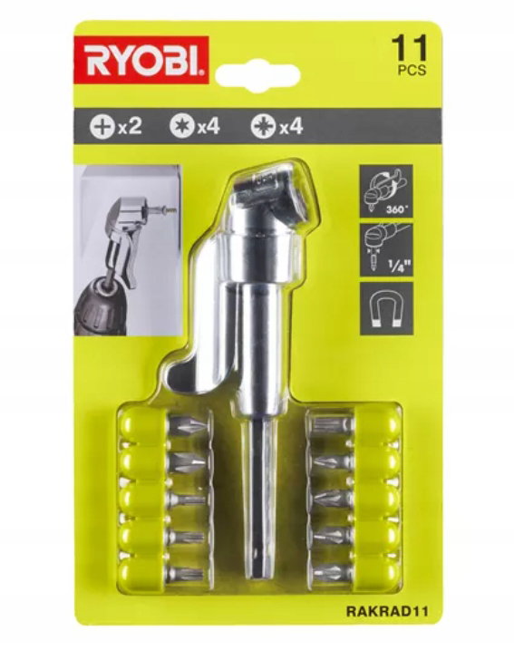 Adapter kątowy do bitów + bity RYOBI RAKRAD11