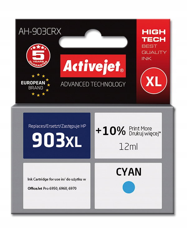 Tusz ACTIVEJET do HP 903 XL T6M03AE Błękitny 12 ml AH-903CRX