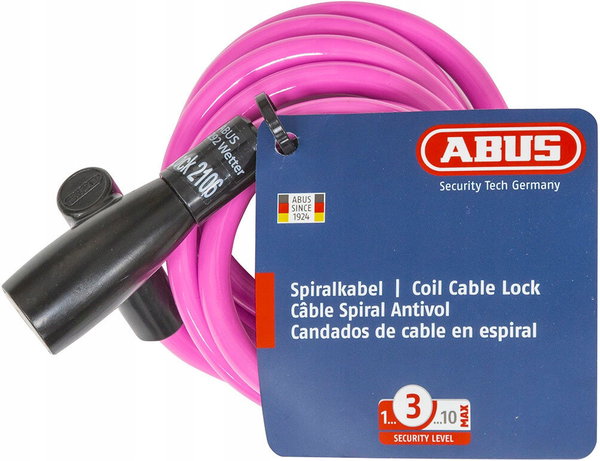 Zapięcie rowerowe ABUS 2106 180/07K Lock Linka Różowy