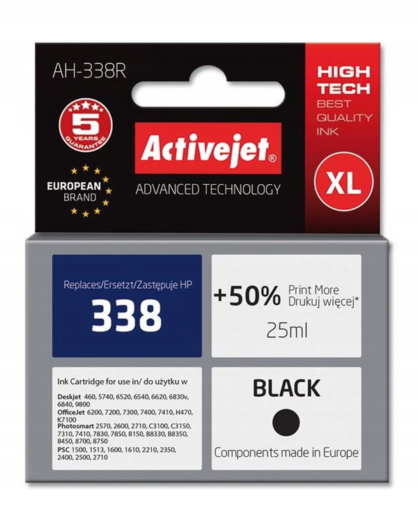 Tusz ACTIVEJET do HP 338 C8765EE Czarny 25 ml AH-338R