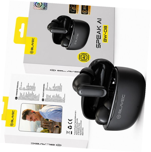 TWS słuchawki BW-08 translator AI czarne real-time do LG Velvet 5G