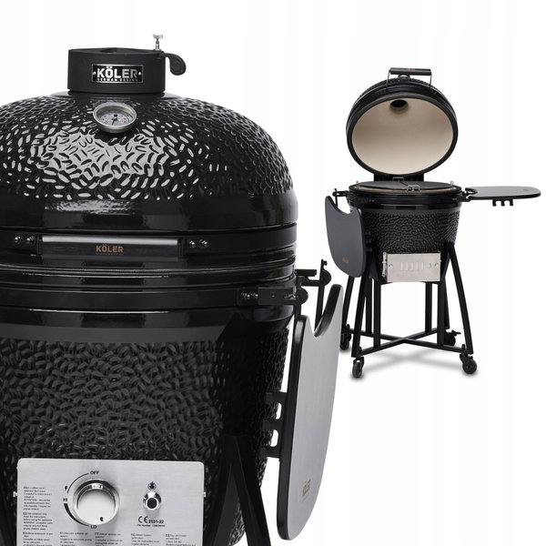 Grill ceramiczny gazowy Koler Kamado EG22-GAS Termometr Zapalarka Czarny