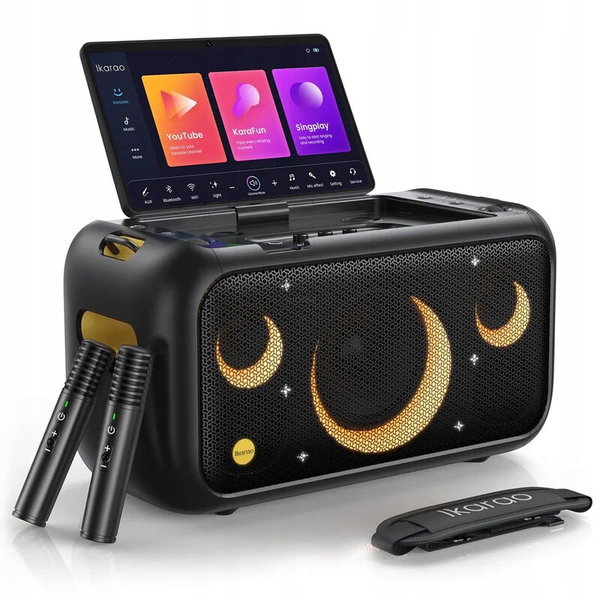 Głośnik przenośny Ikarao Break X2 300W Bluetooth Mikrofon Karaoke Czarny