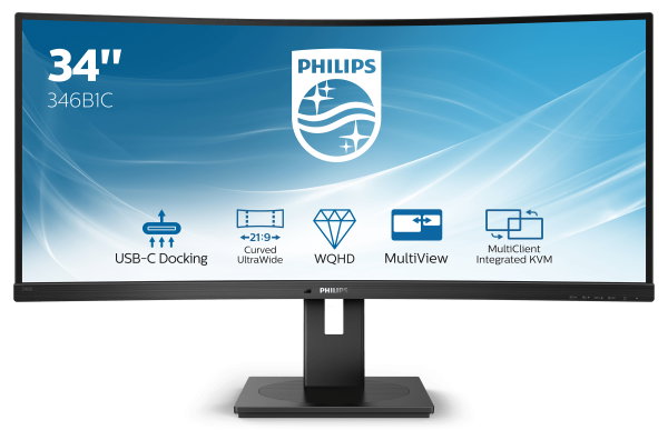 Zakrzywiony Monitor 34 cale Philips B-line 346B1C/00 VA 5 ms USB-C sRGB 99%
