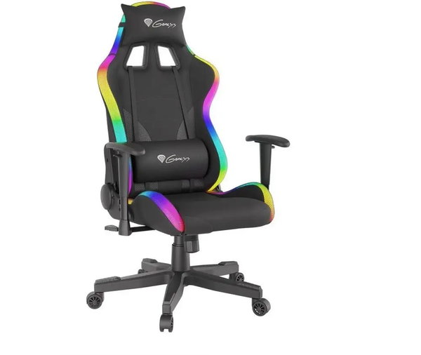 Fotel gamingowy Genesis Trit 600 RGB Skóra Tkanina do 150kg Czarny