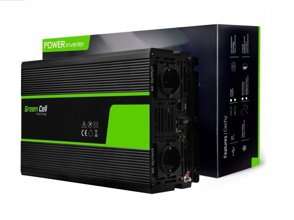 Przetwornica Green Cell INV20 24V na 230V 2000W/4000W Czysta sinusoida