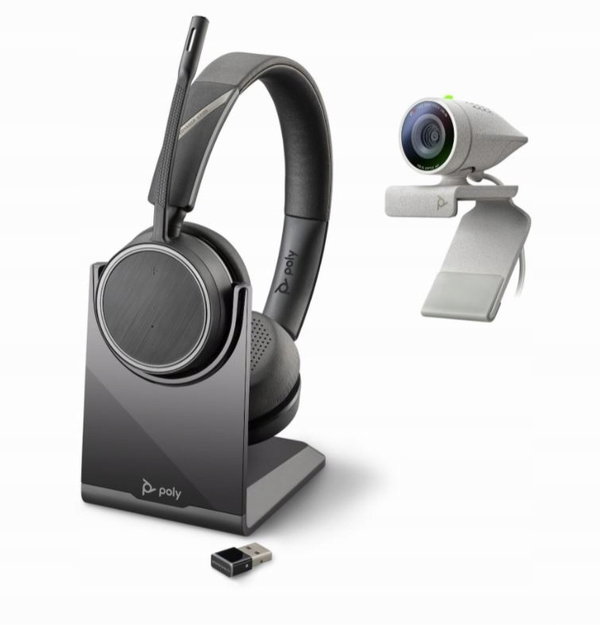 Słuchawki bezprzewodowe Plantronics Voyager 4220 UC + Poly Studio P5 Kit