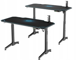 Biurko REGULOWANE (72 - 117) ELEKTRYCZNE gamingowe 140 cm + podkładka Blue