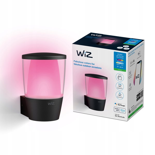 Kinkiet zewnętrzny WiZ Elpas Wand 8.5W 650lm WIFI Regulacja jasności Czarny