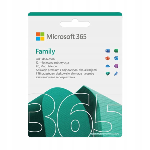 Microsoft 365 Family PL BOX (6 użytkowników / 1 rok)