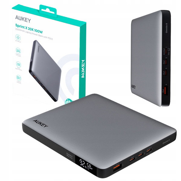Powerbank Aukey PB-Y44 Sprint X 20000mAh 100W USB 3x USB-C PD 3.0 Szary