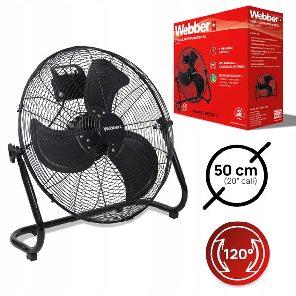 Cyrkulator podłogowy Webber FF500A 120W Regulacja kąta nachylenia Czarny