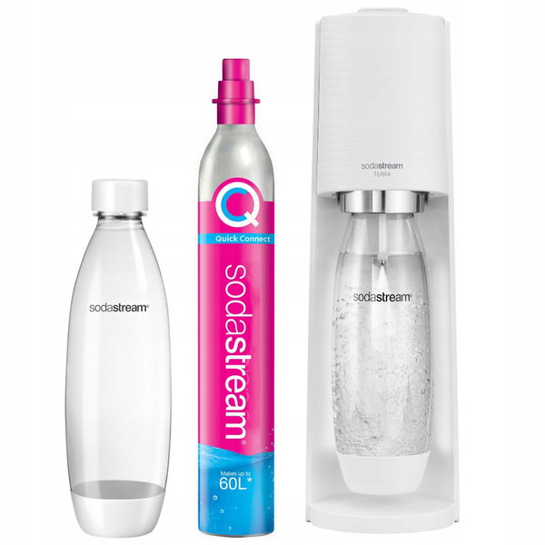 Saturator do wody gazowanej Sodastream Terra Biały Nabój z CO2 Butelka 1L