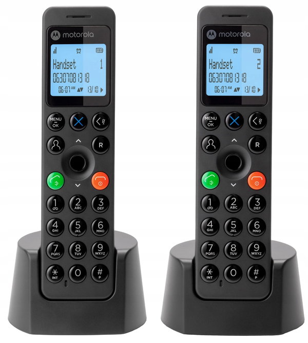Telefon bezprzewodowy Motorola DOT201 Duo CLIP 2 słuchawki Czarny