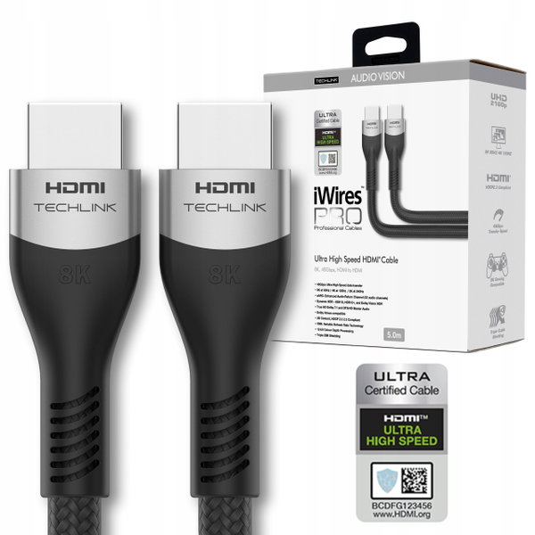 Kabel Przewód Techlink iWires Pro HDMI - HDMI 8K 5 metrów Czarny
