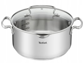 Garnek tradycyjny z pokrywą szklaną Tefal Duetto+ 24cm 5L Indukcja Srebrny