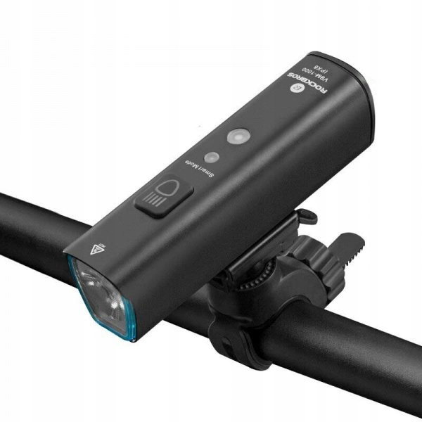 Lampka rowerowa przednia RockBros V9M-1000 4400mAh microUSB Czarna