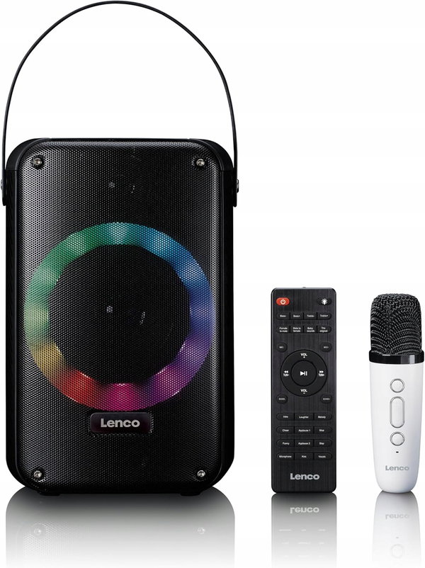 Głośnik Bluetooth przenośny Lenco BTC-060BK 20W Karaoke LED Czarny