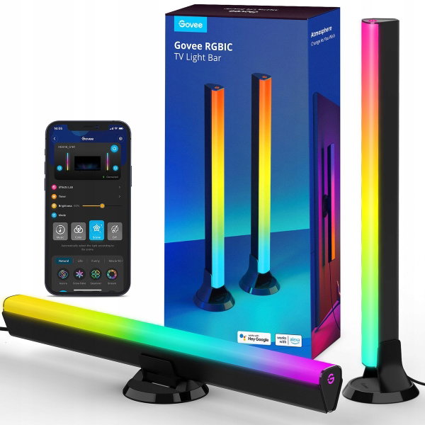 Lampki stojące pod TV Govee Flow Plus Generacja 2 Bluetooth WIFI 24W Czarne