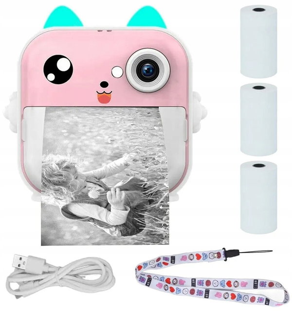 Drukarka Aparat Extralink EPP003 microSD Bluetooth Różowy + 3 rolki papieru