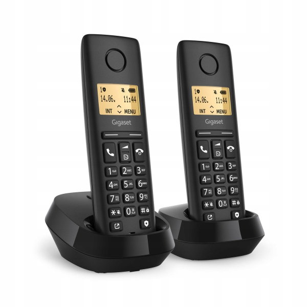 Telefon stacjonarny bezprzewodowy Gigaset Pure 100 Duo 2 Słuchawki Czarny