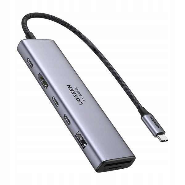 Hub USB UGREEN 7w1 USB-C do 2x USB-C 3.2 USB-A 3.2 HDMI 4K 60Hz SD/TF 100W