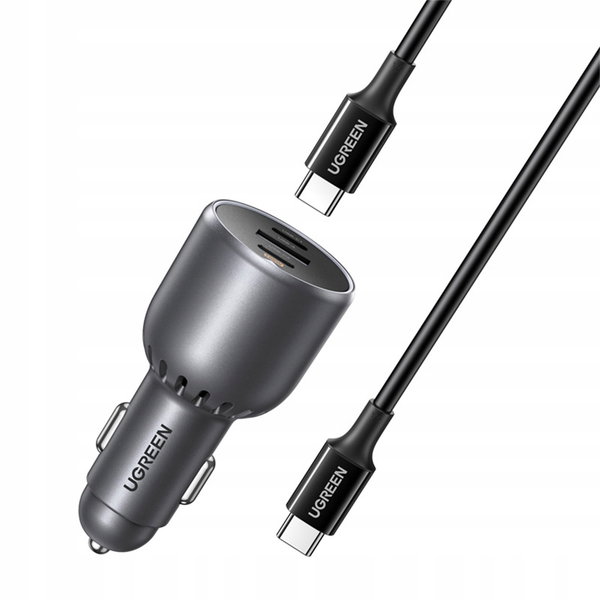 Ładowarka samochodowa UGREEN EC705 USB + 2x USB-C 130W + kabel 1m 5A Czarny