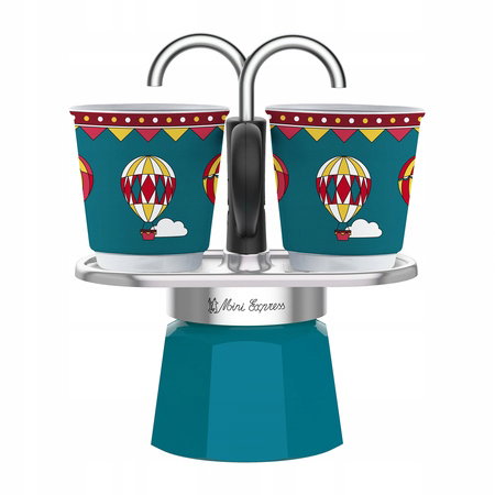 Kawiarka Bialetti Mini Express 2tz 100ml 2 filiżanki Niebieska