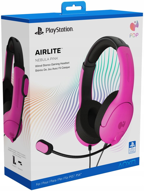 Słuchawki przewodowe z mikrofonem PDP Airlite Nebula Pink do PS5 / PS4