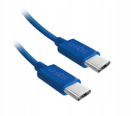 Kabel Przewód SBS USB-C do USB-C 60W 1,5 metra Niebieski