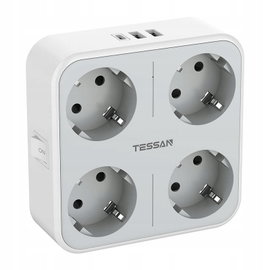 Gniazdo sieciowe Tessan TS-302-DE-C 4 gniazda 1x USB-C 2x USB-A Białe