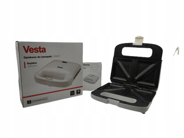 Toster Opiekacz do kanapek Sandwicz VESTA ESM01 750W 4 Trójkąty Biały