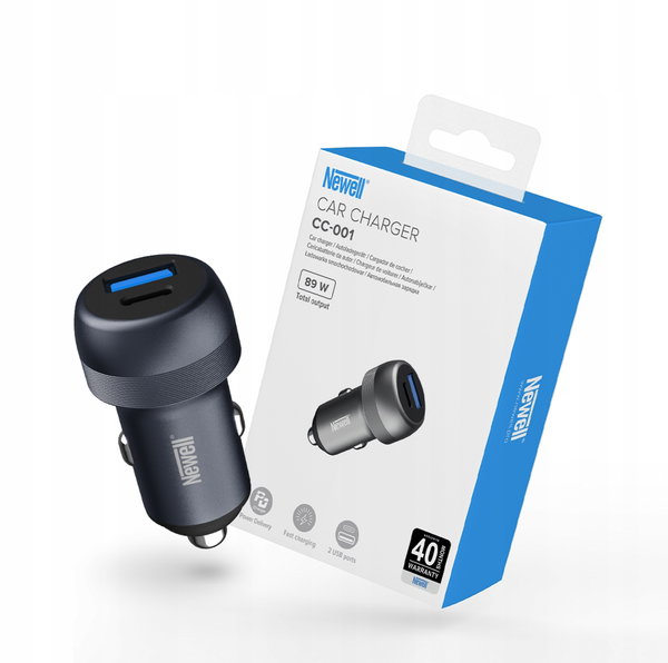 Ładowarka samochodowa uniwersalna Newell CC-001 65W USB / USB-C 24W Czarna