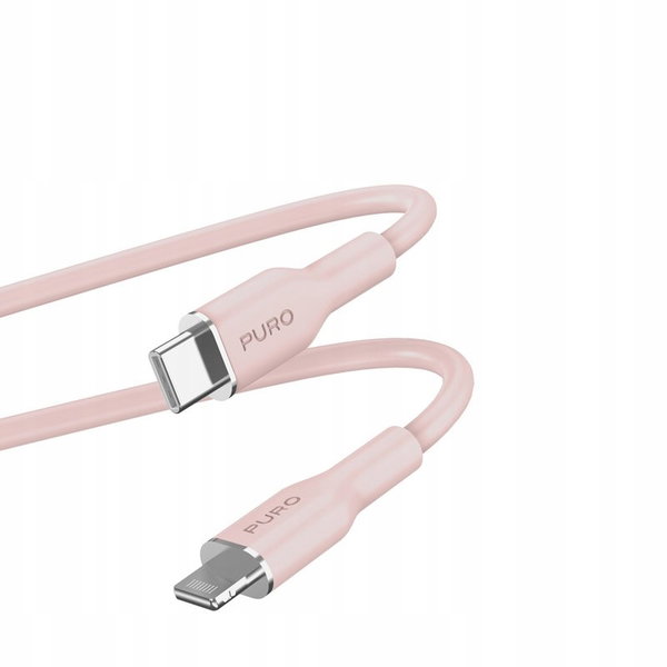 Kabel Przewód Puro Soft - USB-C do Lightning 1.5 metra Różowy