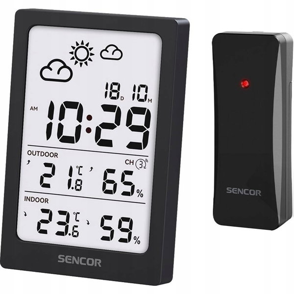 Stacja pogody Sencor SWS2300B Alarm Zegar Data Timer Pomiar temperatury