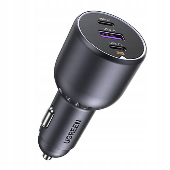 Ładowarka samochodowa UGREEN EC705 2x USB-C / USB 130W Czarna