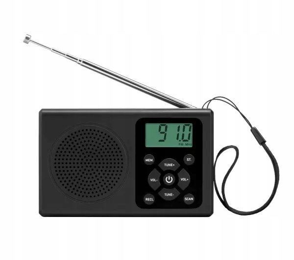 Radioodbiornik przenośny kieszonkowy Raven ERADP001 Radio FM Czarny