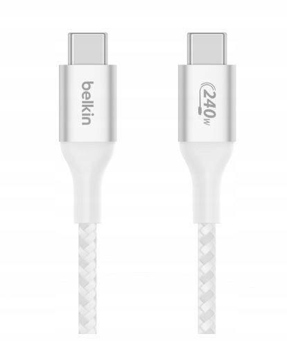 Kabel Przewód Belkin Power delivery 240W USB-C - USB-C 1 metr Nylon Biały