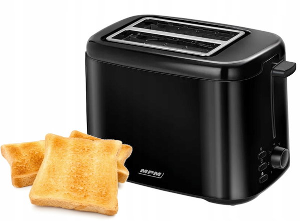 Toster MPM MTO-07/C Rozmrażanie pieczywa 800W 2 Tosty Grzanki Czarny