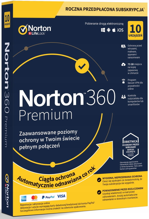 Antywirus Norton 360 Premium 75GB BOX 10 urządzeń / Rok