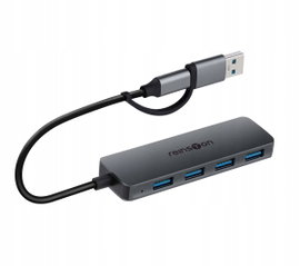 Hub USB Reinston EHUB08 4w1 Pasywny Szary 4 Porty USB 3.1