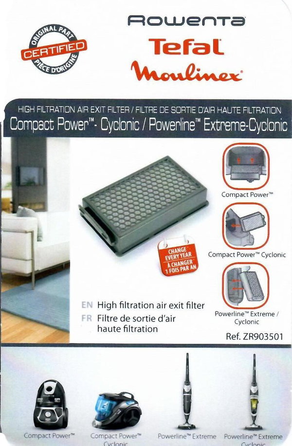 Filtr wylotowy do odkurzacza Tefal ZR903501