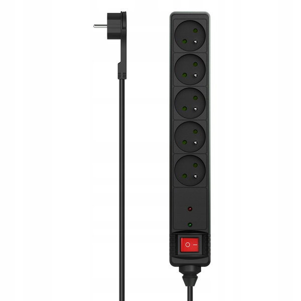 Listwa antyprzepięciowa Hama P2223771 5 gniazd 1,5 metra Czarna