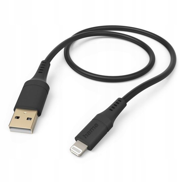Kabel Przewód Hama Flexible USB-A - Lightning 1,5 metra Czarny