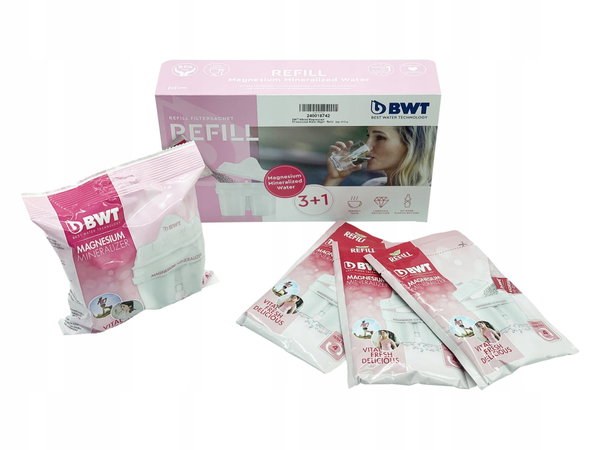 WKŁAD FILTR BWT MINERALIZOWANA MAGNEZEM MIĘKKA WODA REFILL 4 SZTUKI
