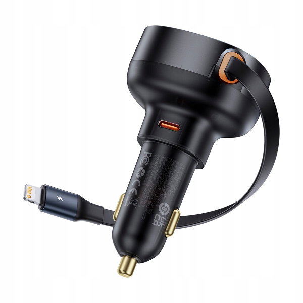 Ładowarka samochodowa Baseus Enjoyment Pro z kablem Lightning + USB-C 55W