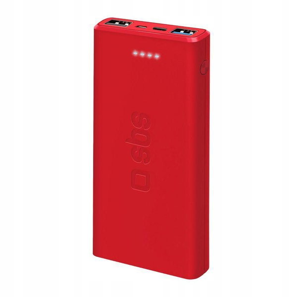 Powerbank SBS 10000 mAh 2x USB / USB-C / microUSB 10W Czerwony