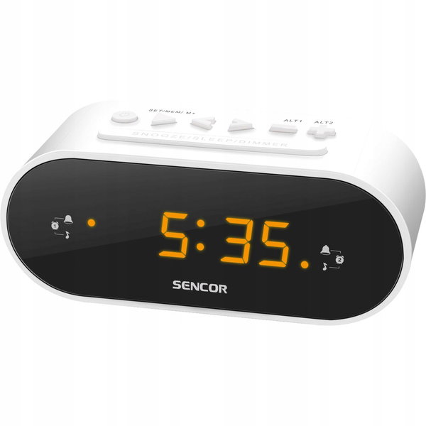 Radiobudzik Zegar budzik Sencor SRC 1100 W LCD MONO FM Alarm Biały
